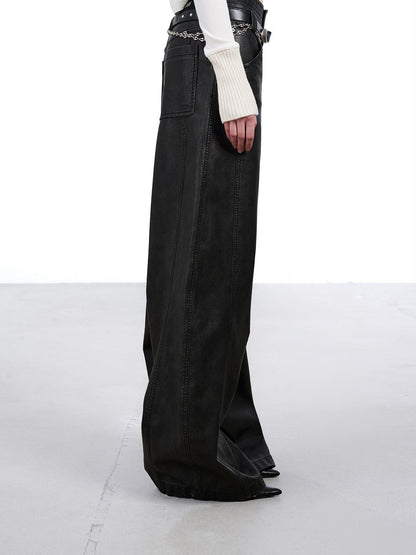 NORTH NODE Devil City Sand Washed Pleated Pocket Wide Waist Women&