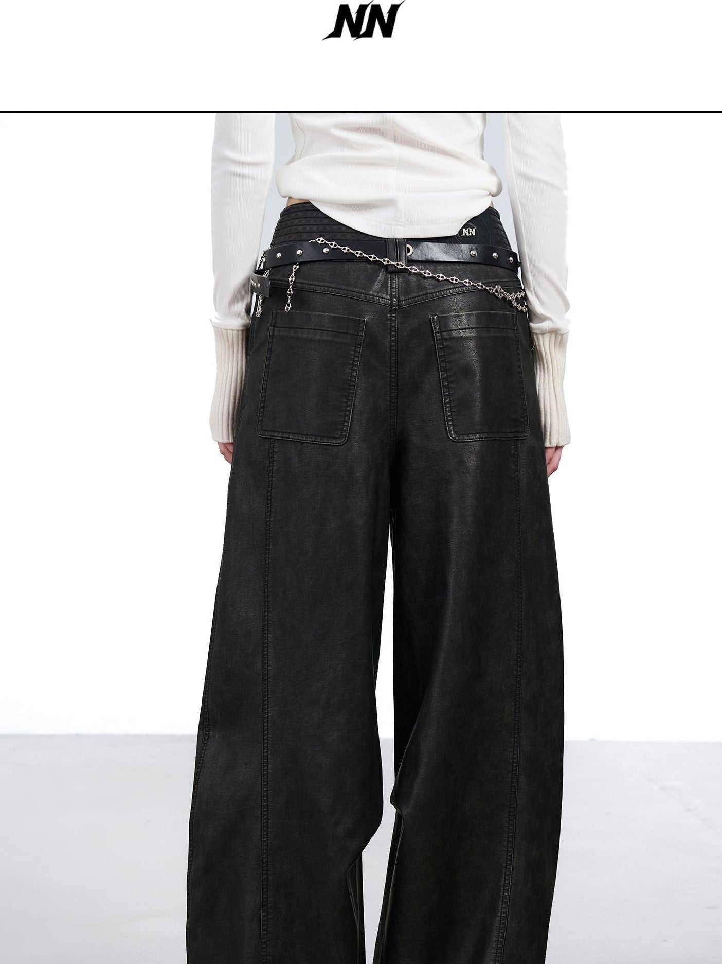 NORTH NODE Devil City Sand Washed Pleated Pocket Wide Waist Women&