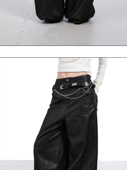 NORTH NODE Devil City Sand Washed Pleated Pocket Wide Waist Women&