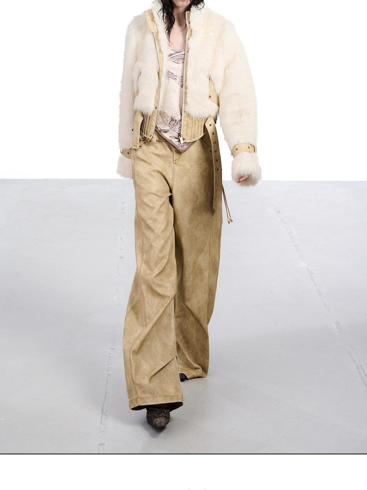 NORTH NODE Devil City Sand Washed Pleated Pocket Wide Waist Women&