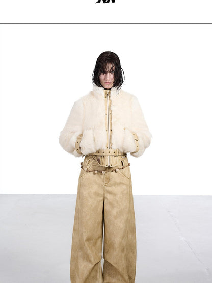 NORTH NODE Devil City Sand Washed Pleated Pocket Wide Waist Women&