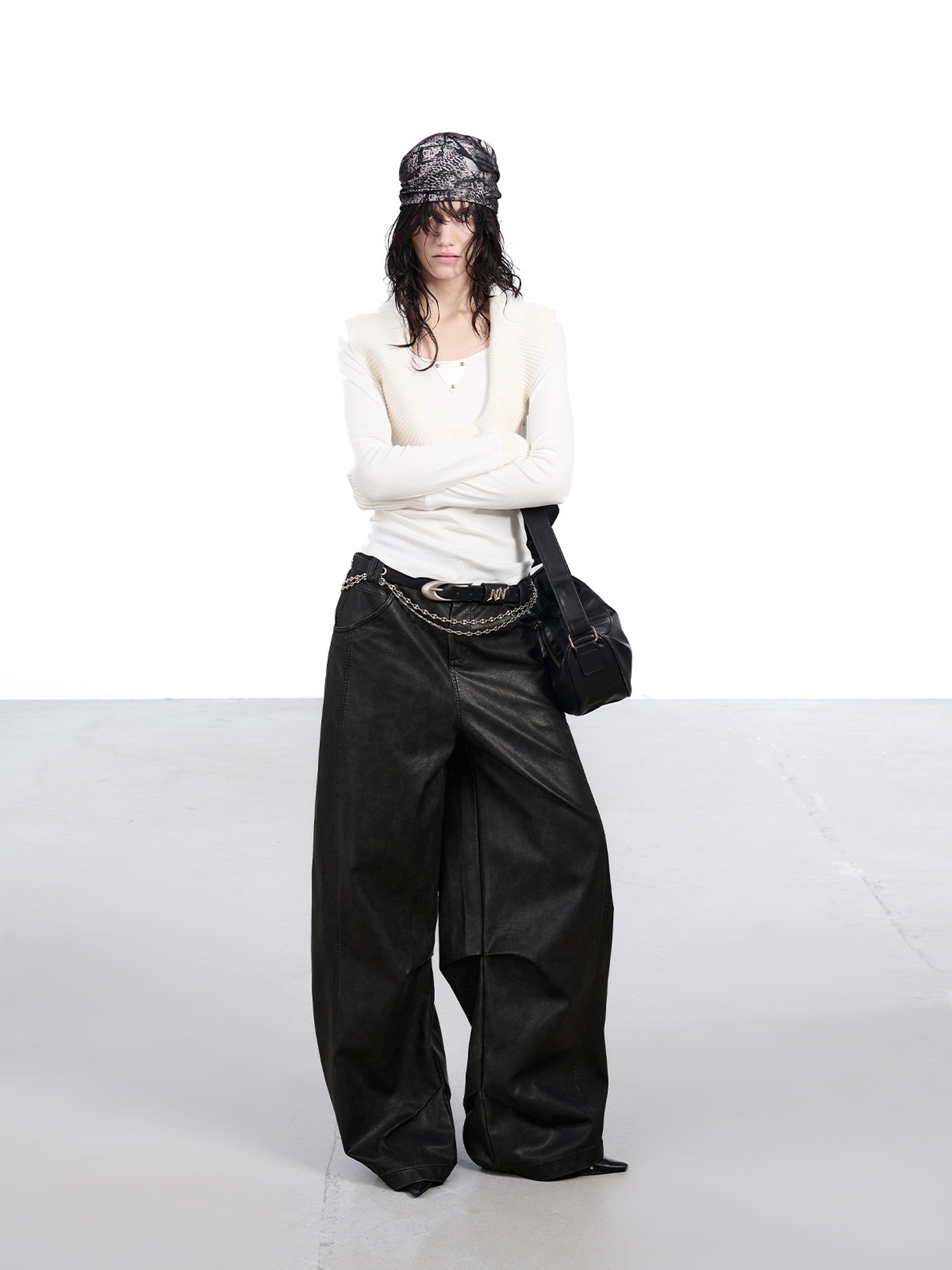 NORTH NODE Devil City Sand Washed Pleated Pocket Wide Waist Women&