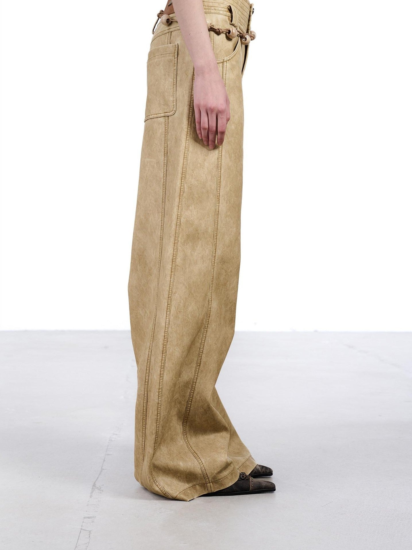 NORTH NODE Devil City Sand Washed Pleated Pocket Wide Waist Women&