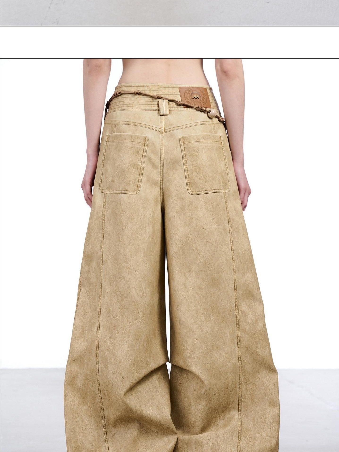 NORTH NODE Devil City Sand Washed Pleated Pocket Wide Waist Women&