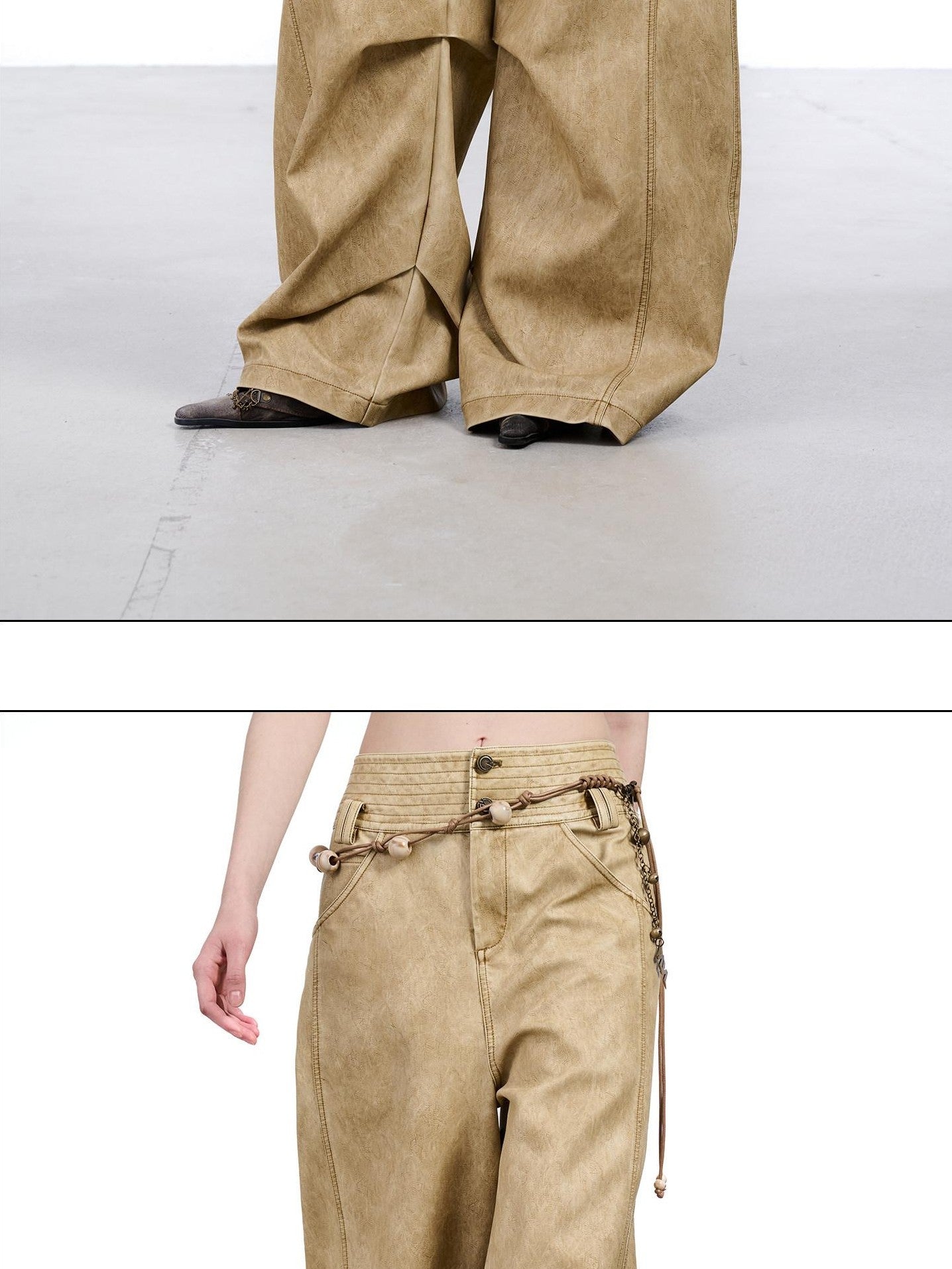 NORTH NODE Devil City Sand Washed Pleated Pocket Wide Waist Women&
