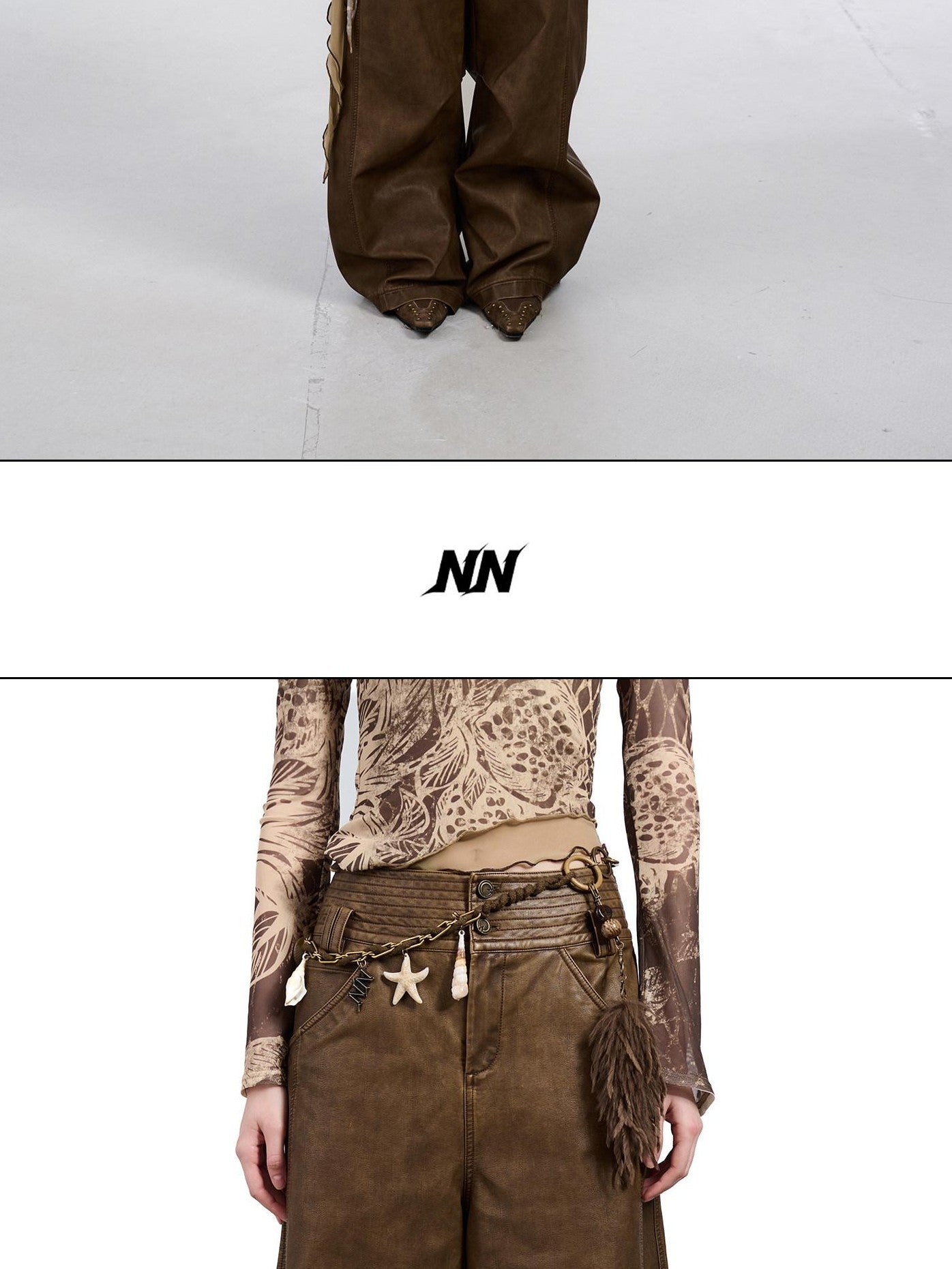 NORTH NODE Devil City Sand Washed Pleated Pocket Wide Waist Women&