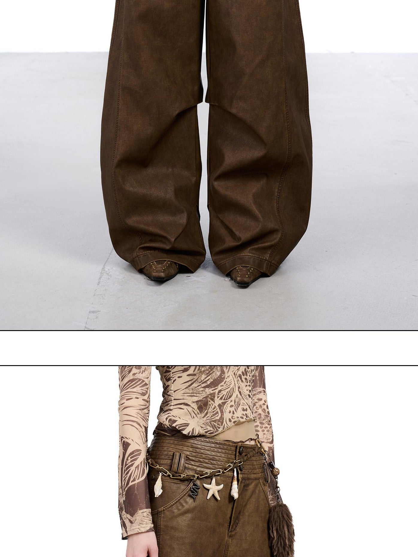 NORTH NODE Devil City Sand Washed Pleated Pocket Wide Waist Women&