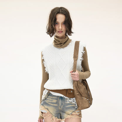 NORTH_NODE_Distressed_Frayed_Raw_Edge_Diamond_Pattern_100%_Cotton_Women&