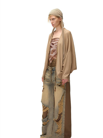 NORTH NODE Distressed Spliced Double Waist Punk Women&