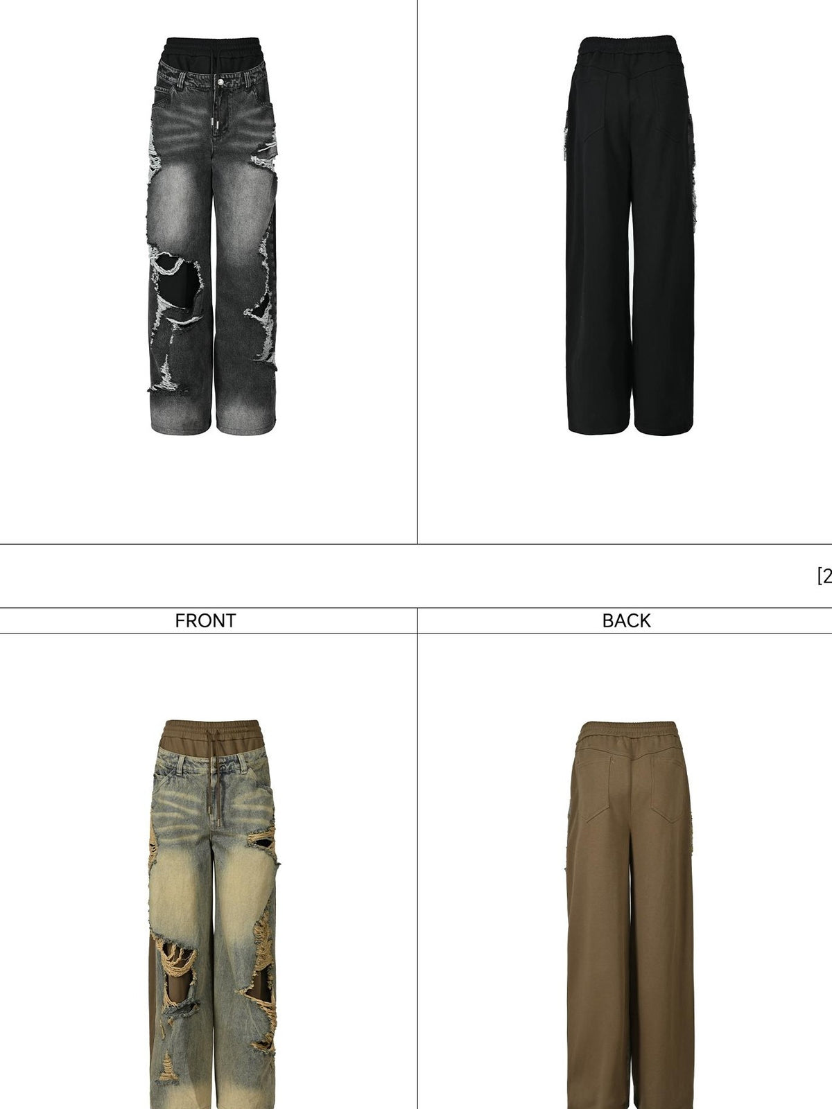 NORTH NODE Distressed Spliced Double Waist Punk Women&