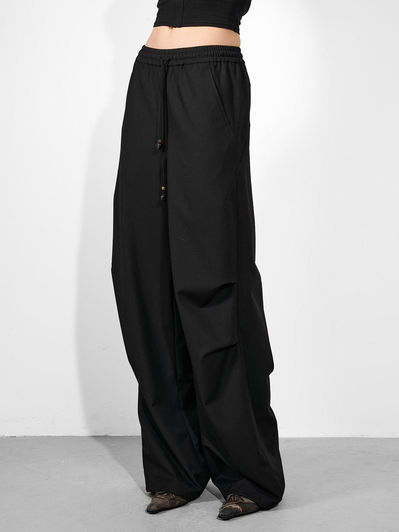 NORTH NODE Double Pleat Elastic Waist Drawstring Women&