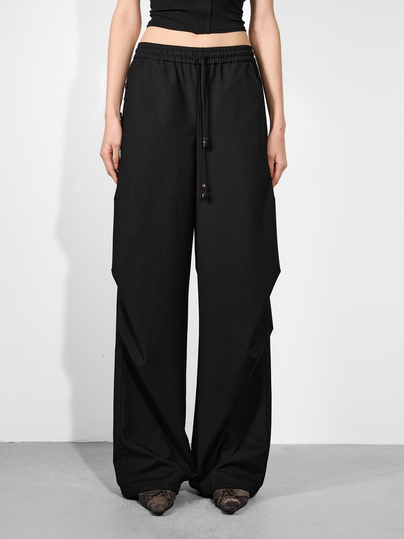 NORTH NODE Double Pleat Elastic Waist Drawstring Women&