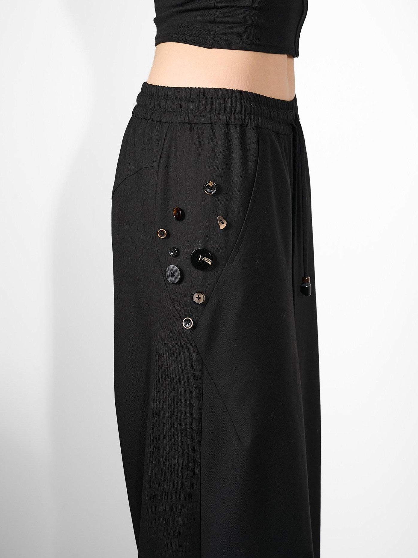 NORTH NODE Double Pleat Elastic Waist Drawstring Women&