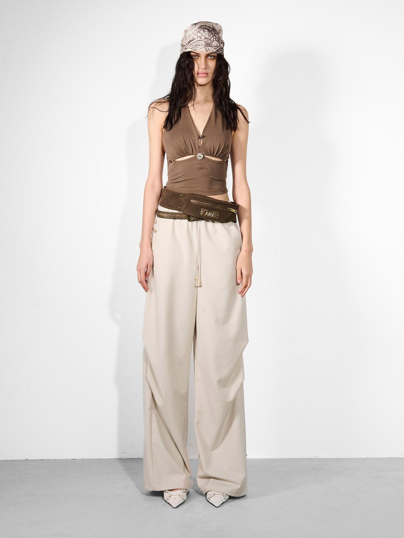 NORTH NODE Double Pleat Elastic Waist Drawstring Women&