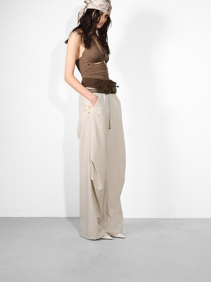 NORTH NODE Double Pleat Elastic Waist Drawstring Women&