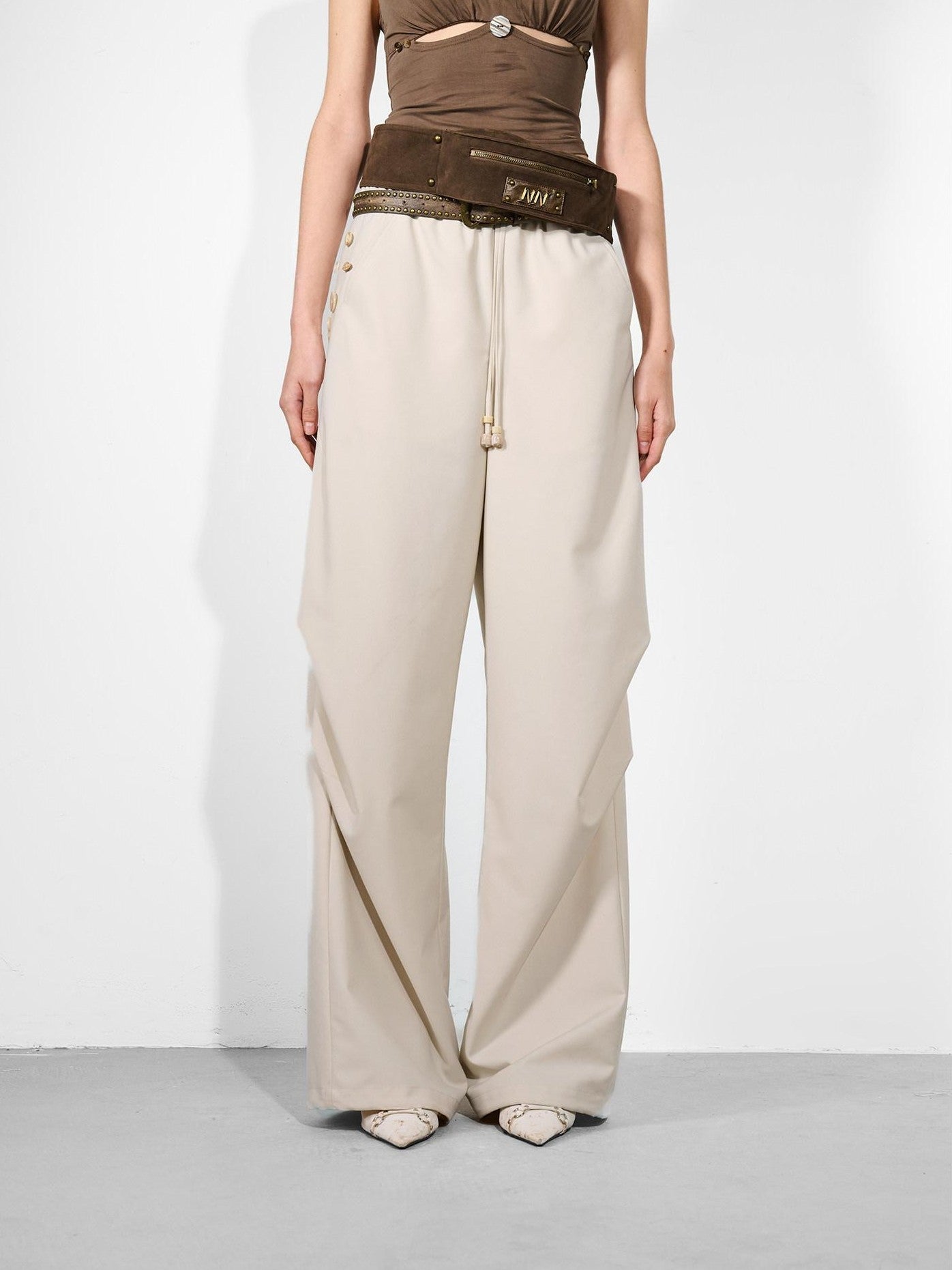 NORTH NODE Double Pleat Elastic Waist Drawstring Women&