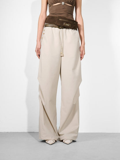 NORTH NODE Double Pleat Elastic Waist Drawstring Women&