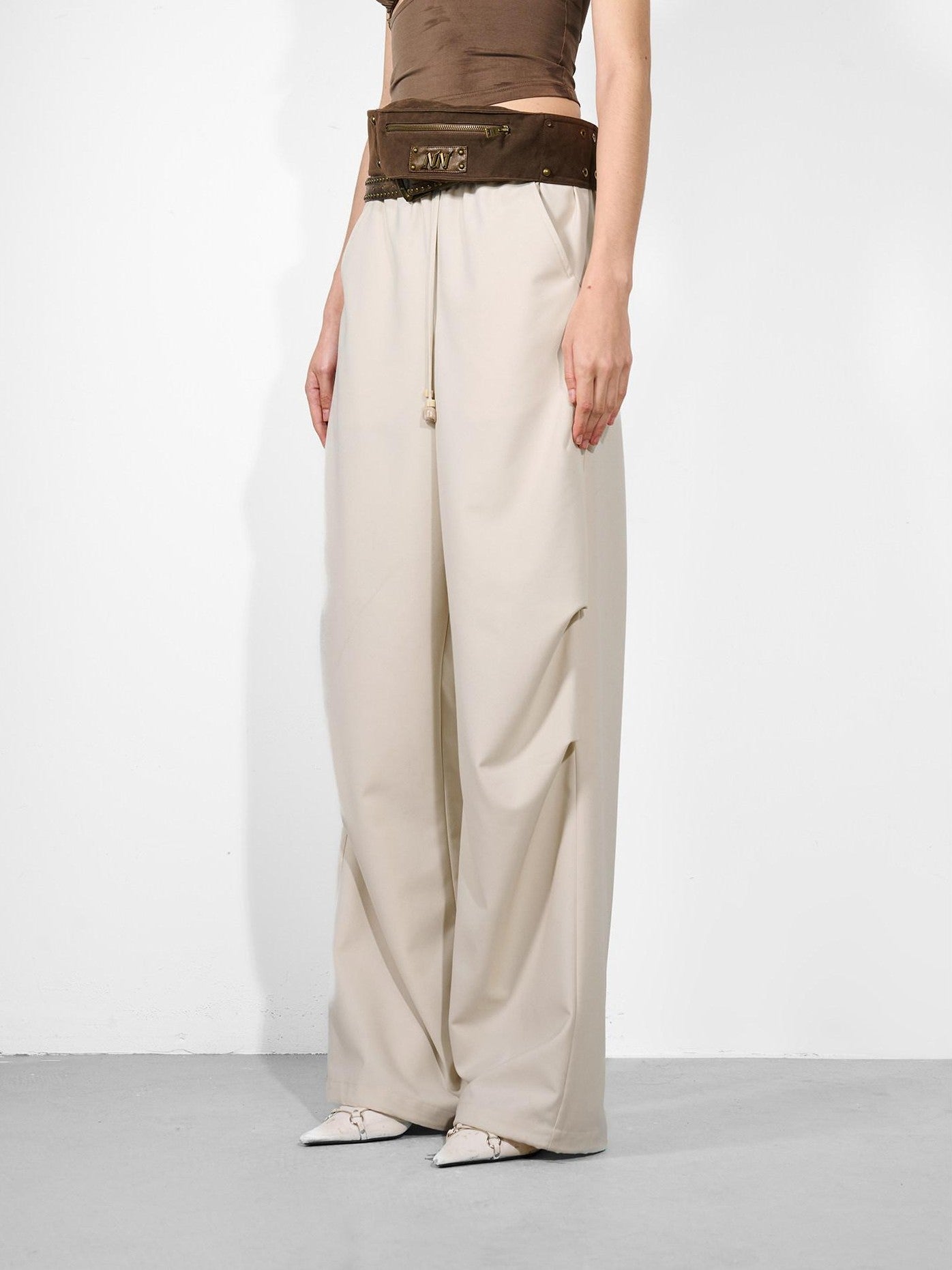 NORTH NODE Double Pleat Elastic Waist Drawstring Women&