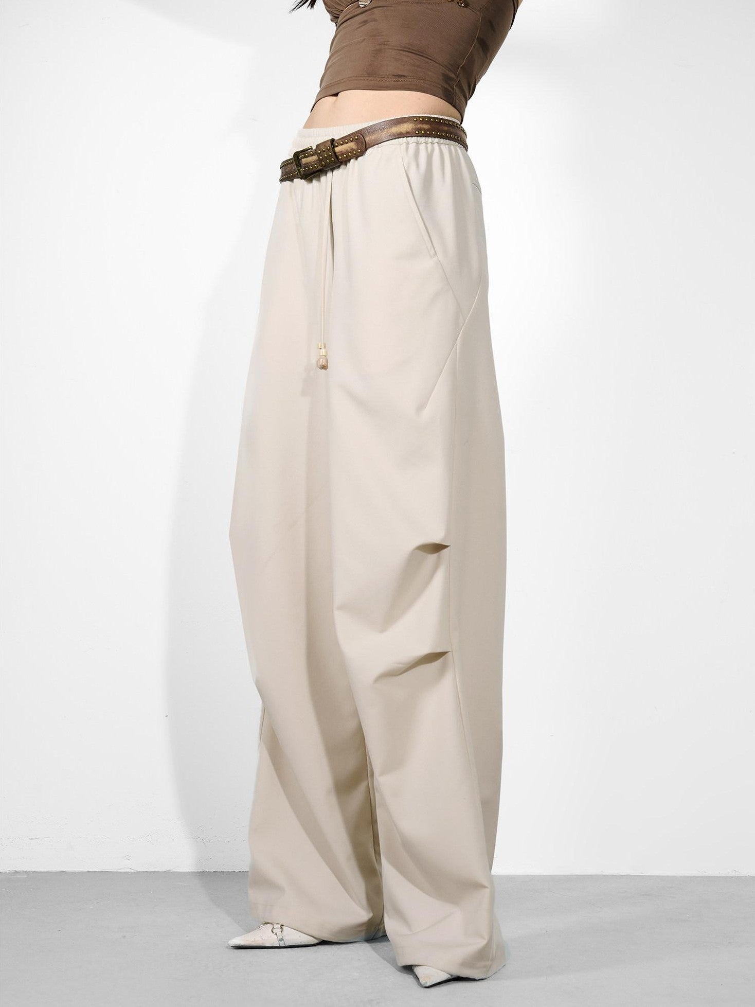 NORTH NODE Double Pleat Elastic Waist Drawstring Women&