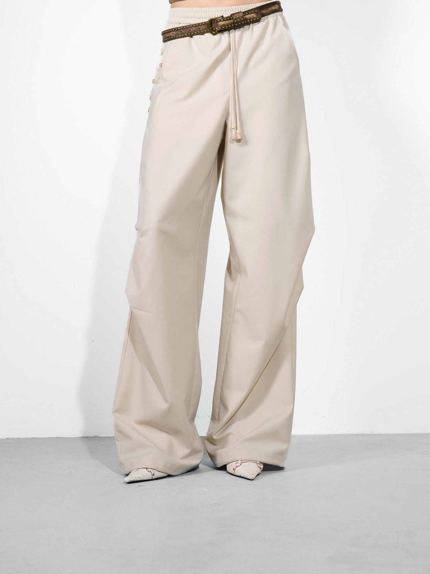 NORTH NODE Double Pleat Elastic Waist Drawstring Women&