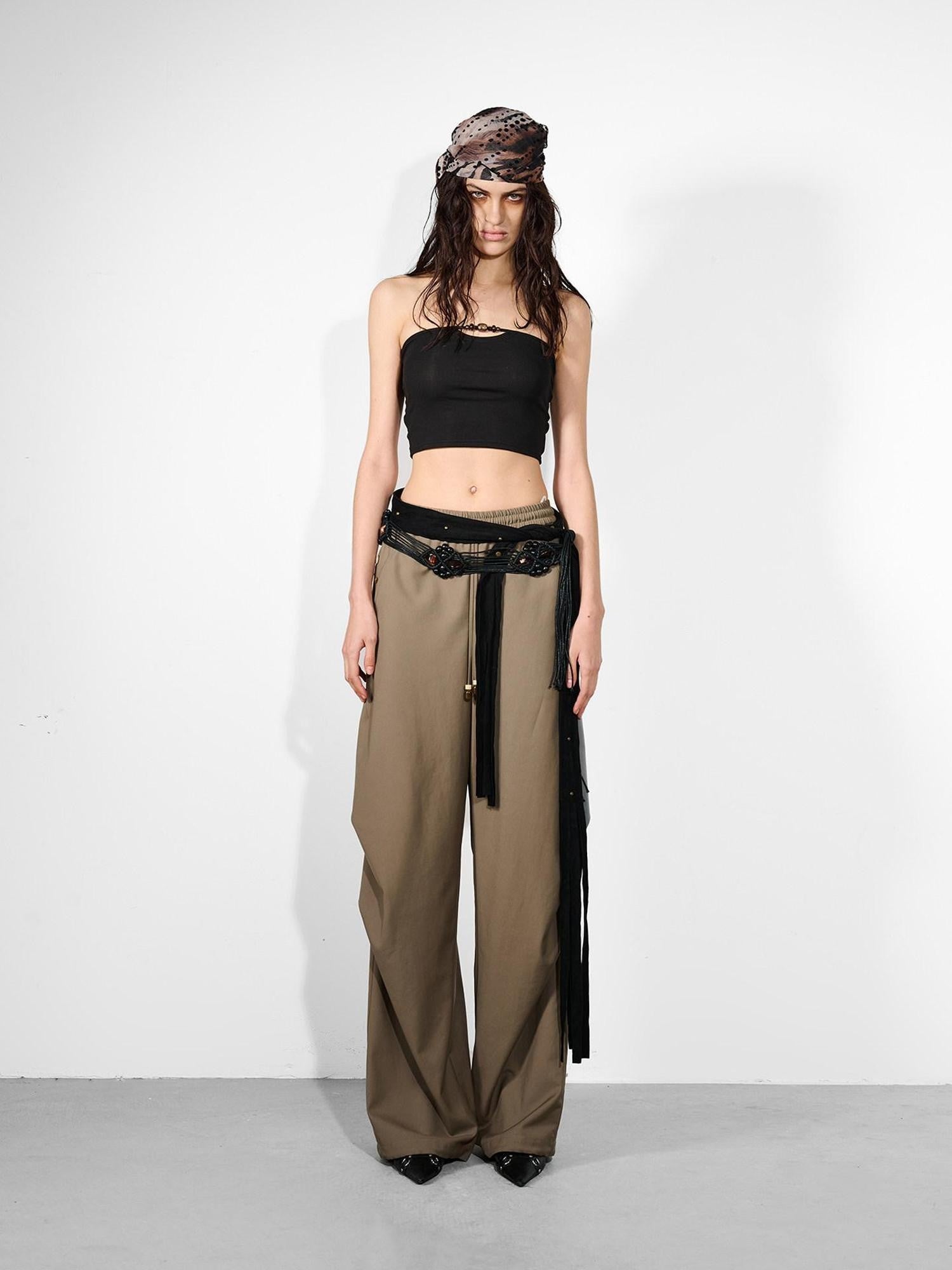 NORTH NODE Double Pleat Elastic Waist Drawstring Women&