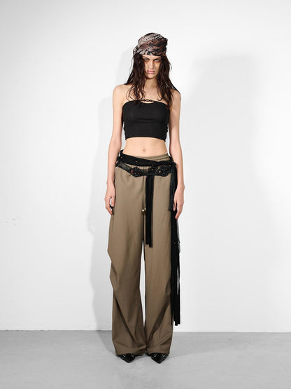 NORTH NODE Double Pleat Elastic Waist Drawstring Women&