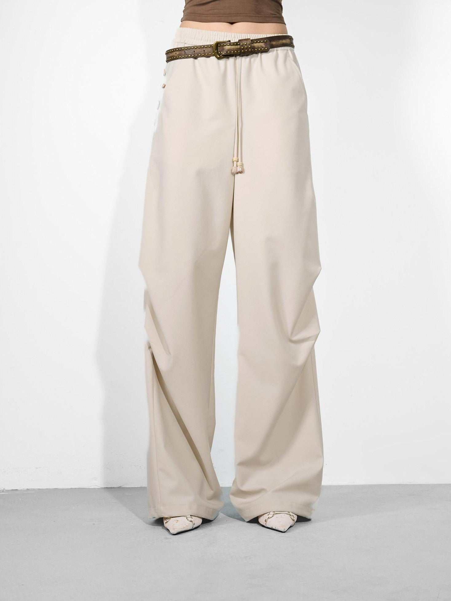 NORTH NODE Double Pleat Elastic Waist Drawstring Women&