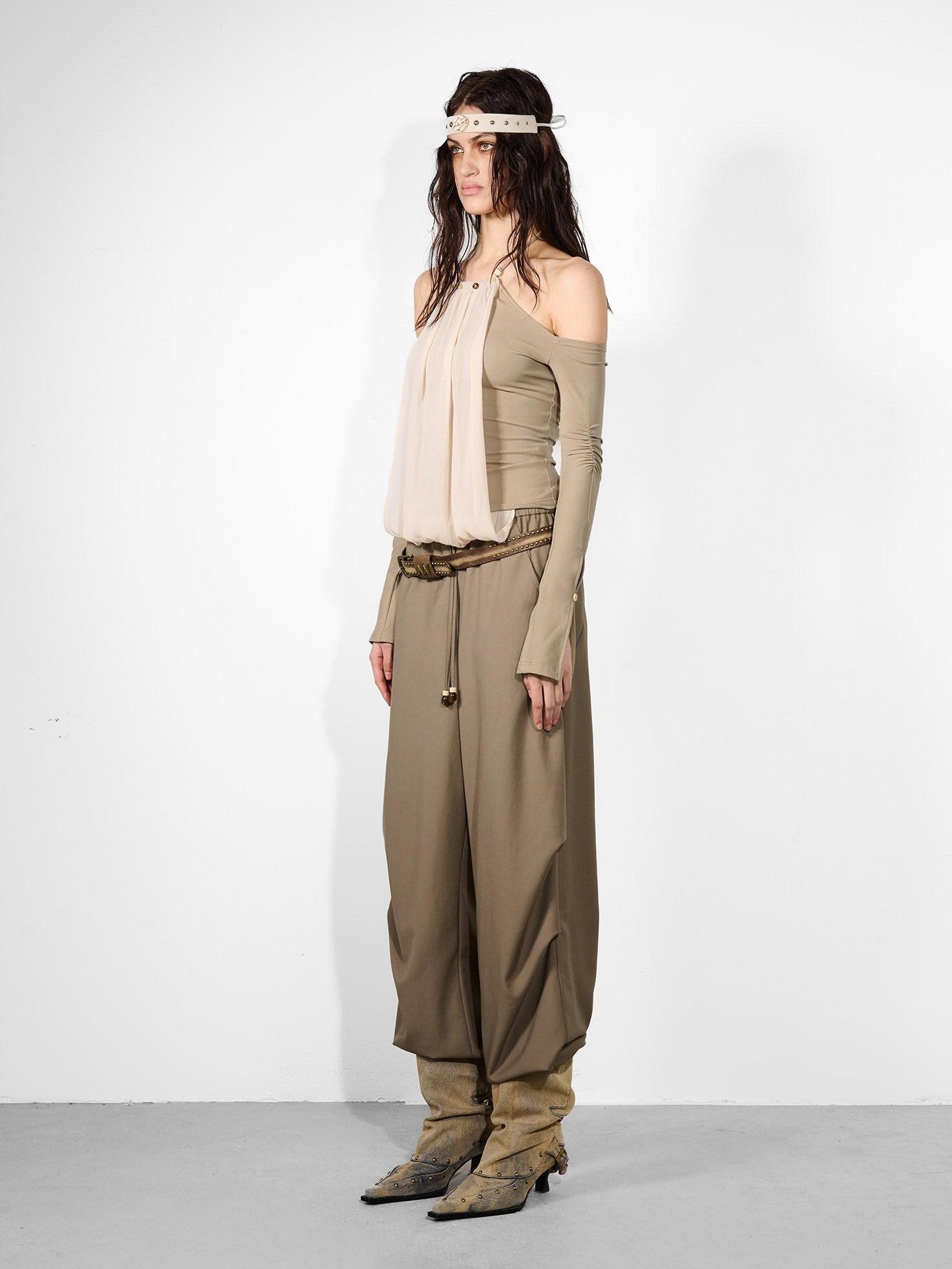 NORTH NODE Double Pleat Elastic Waist Drawstring Women&