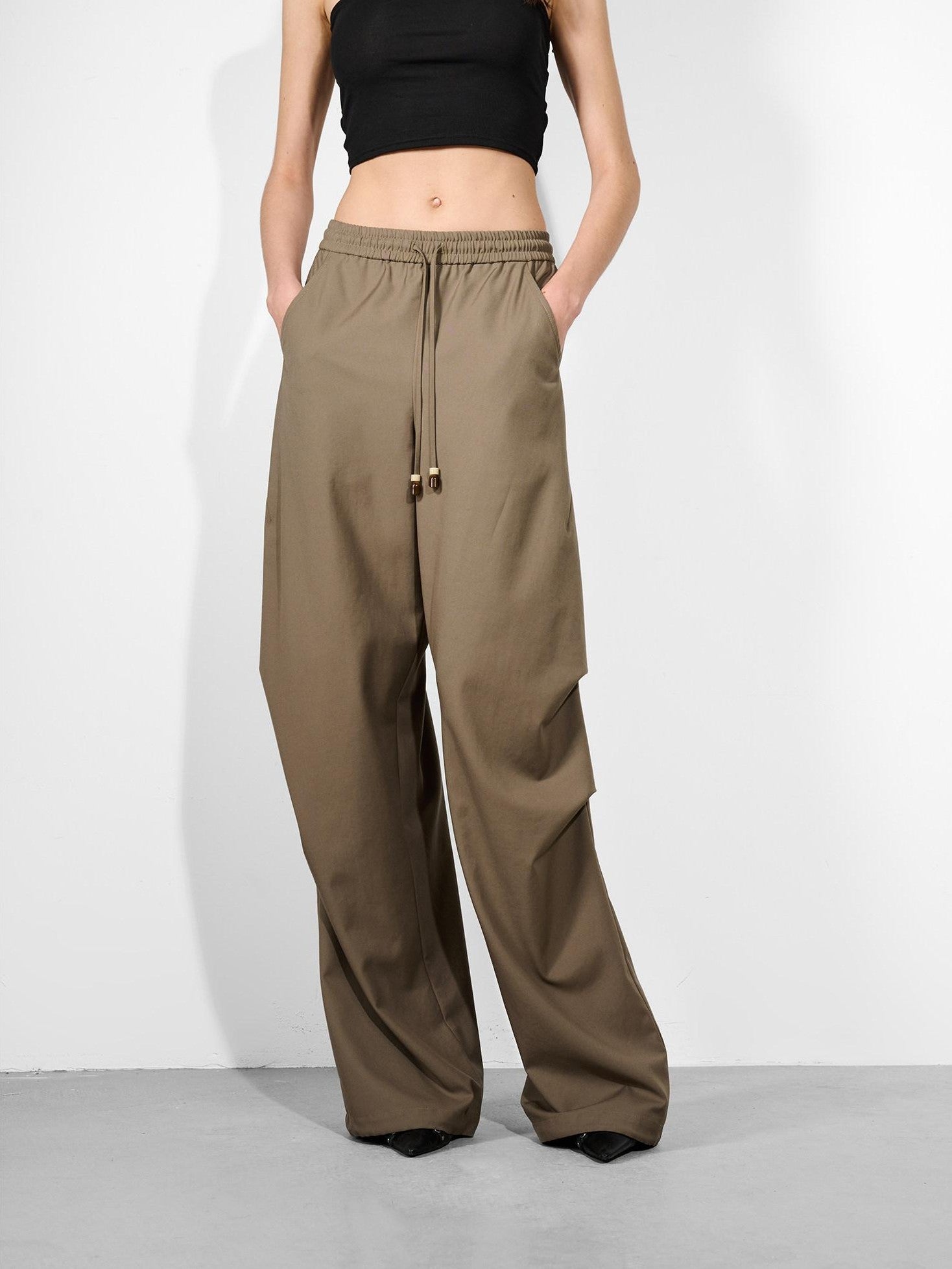 NORTH NODE Double Pleat Elastic Waist Drawstring Women&