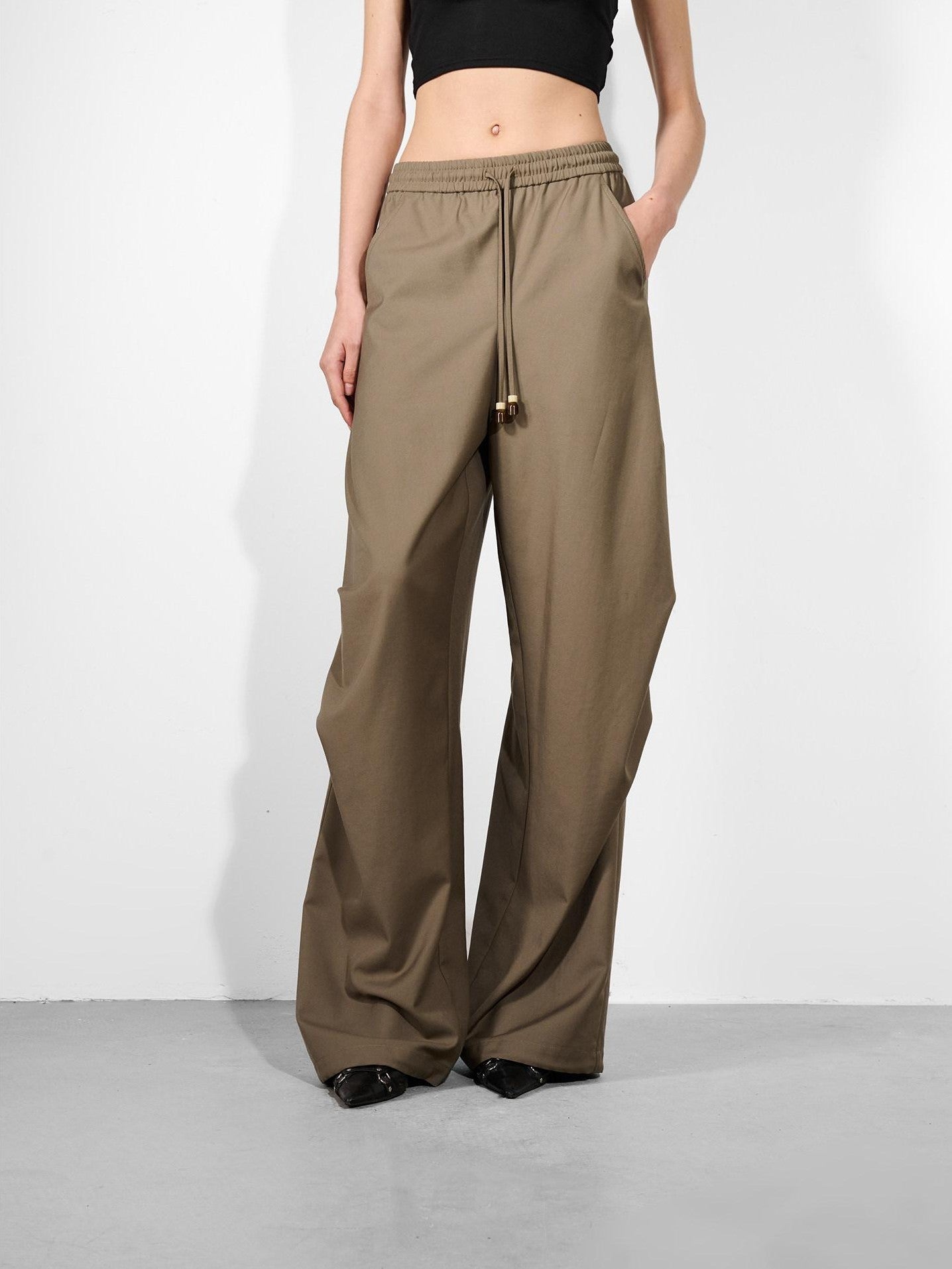 NORTH NODE Double Pleat Elastic Waist Drawstring Women&