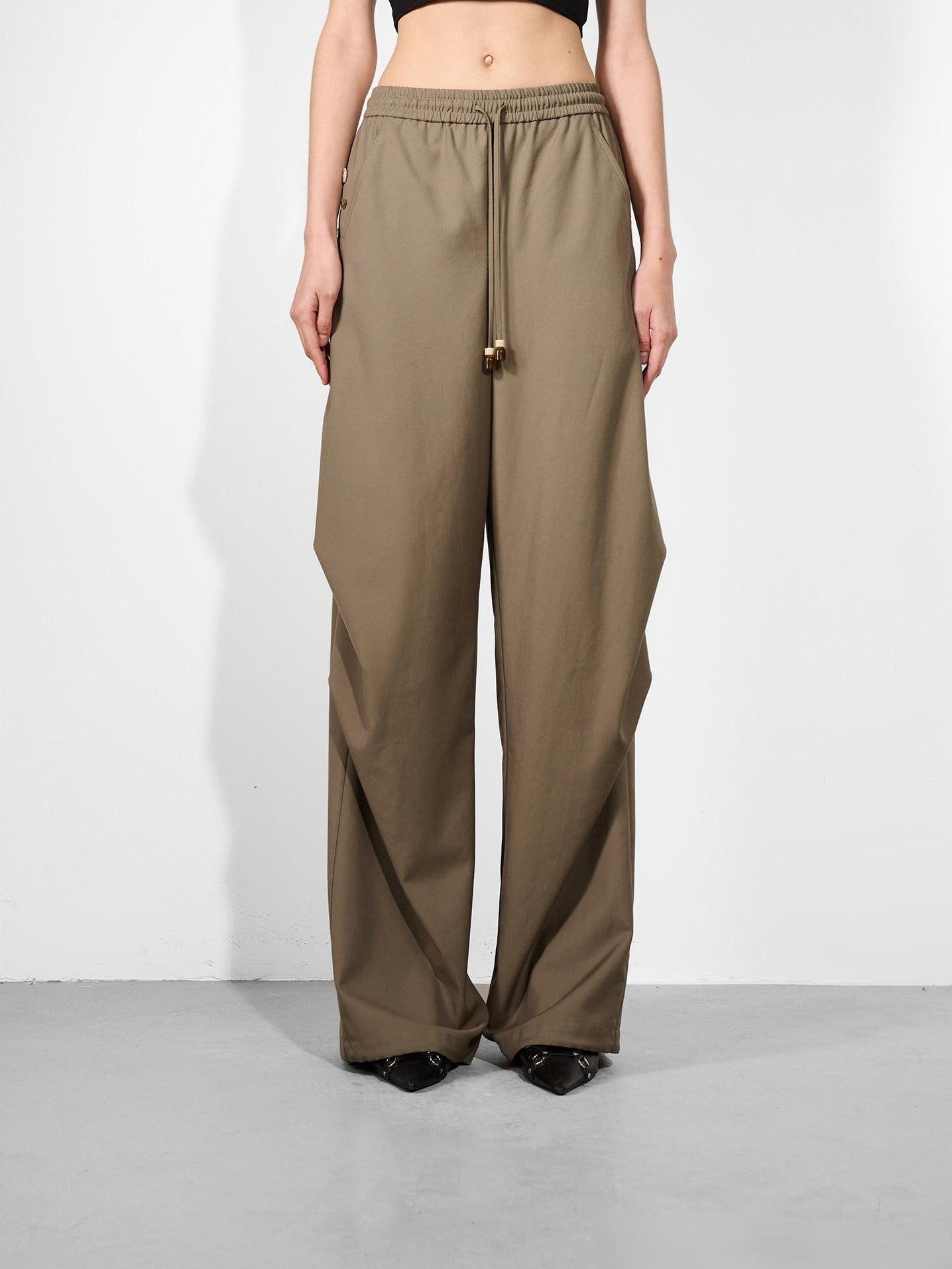 NORTH NODE Double Pleat Elastic Waist Drawstring Women&