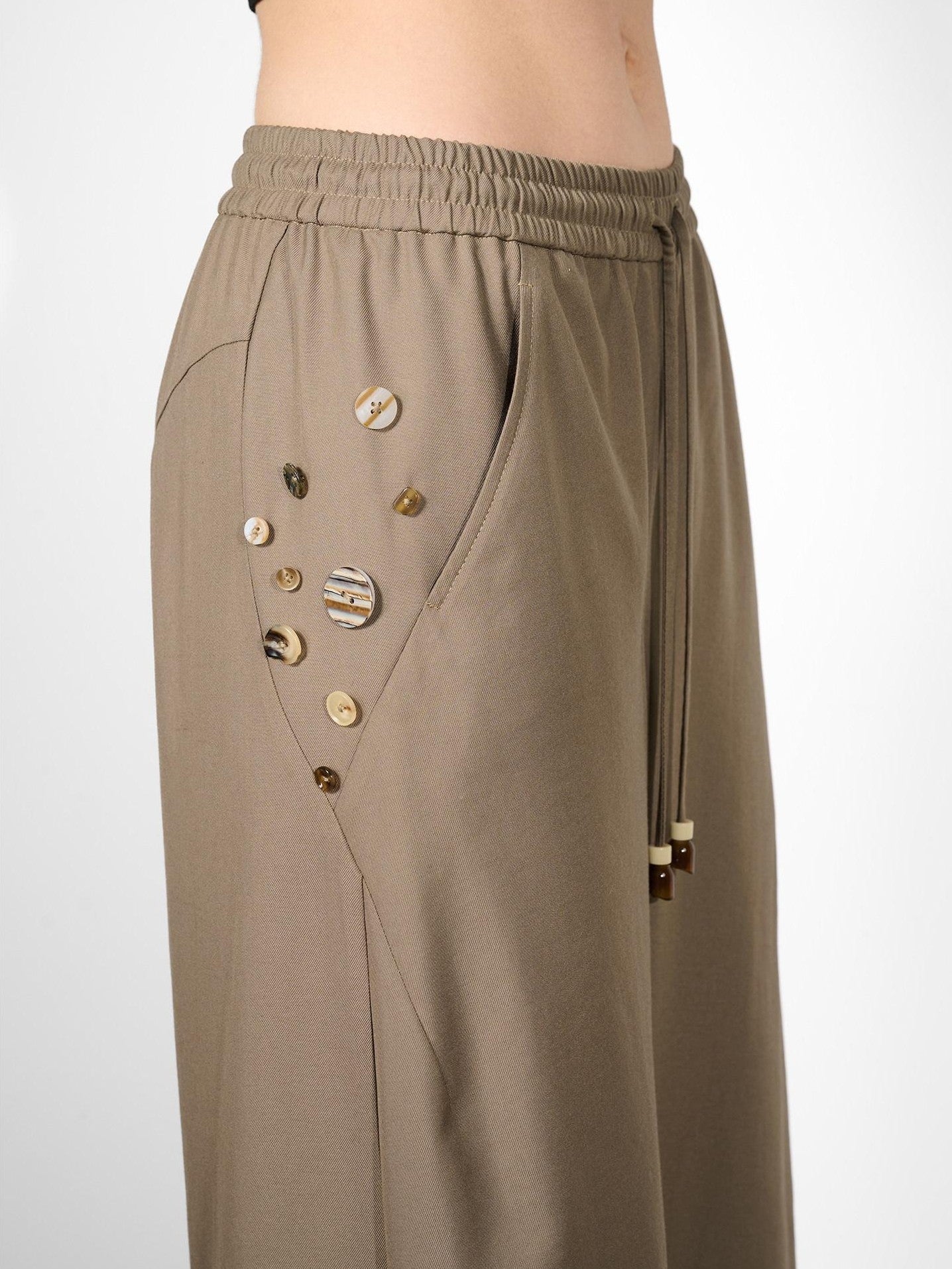 NORTH NODE Double Pleat Elastic Waist Drawstring Women&