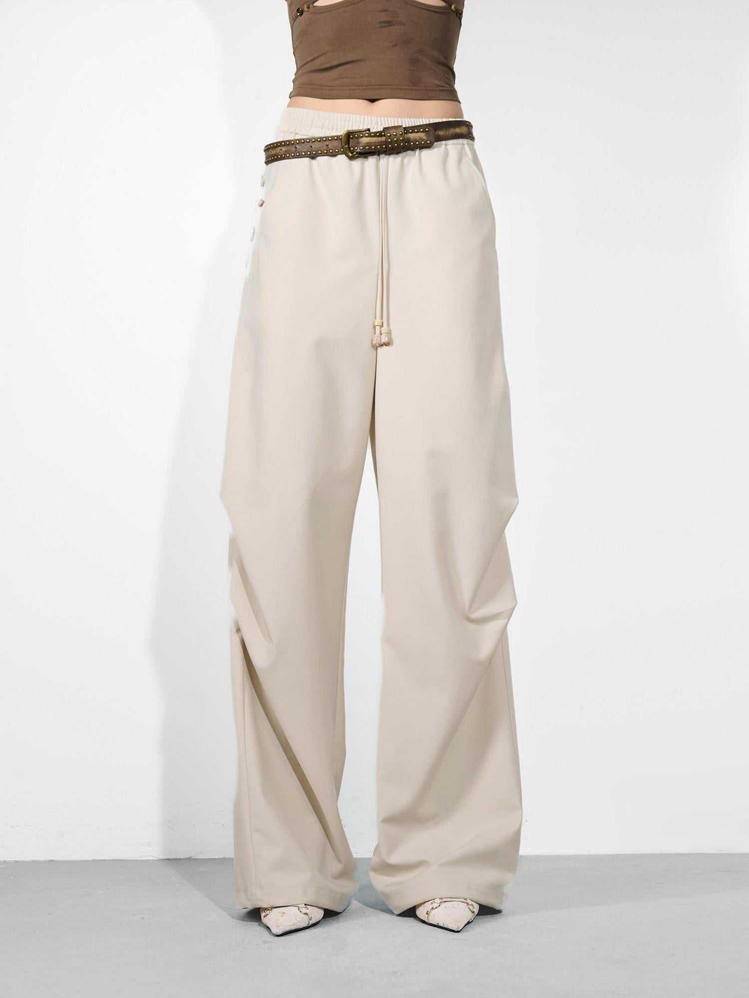 NORTH NODE Double Pleat Elastic Waist Drawstring Women&