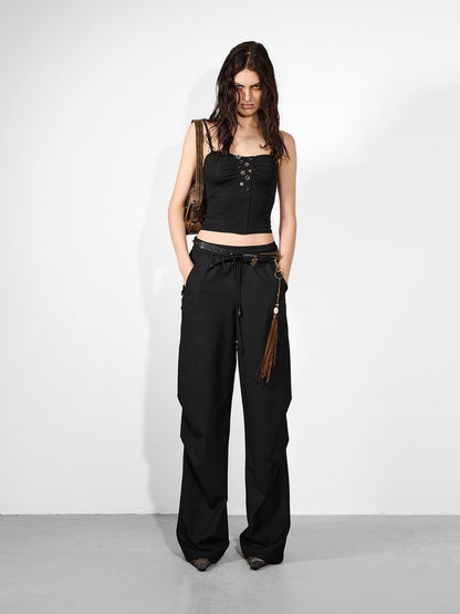 NORTH NODE Double Pleat Elastic Waist Drawstring Women&