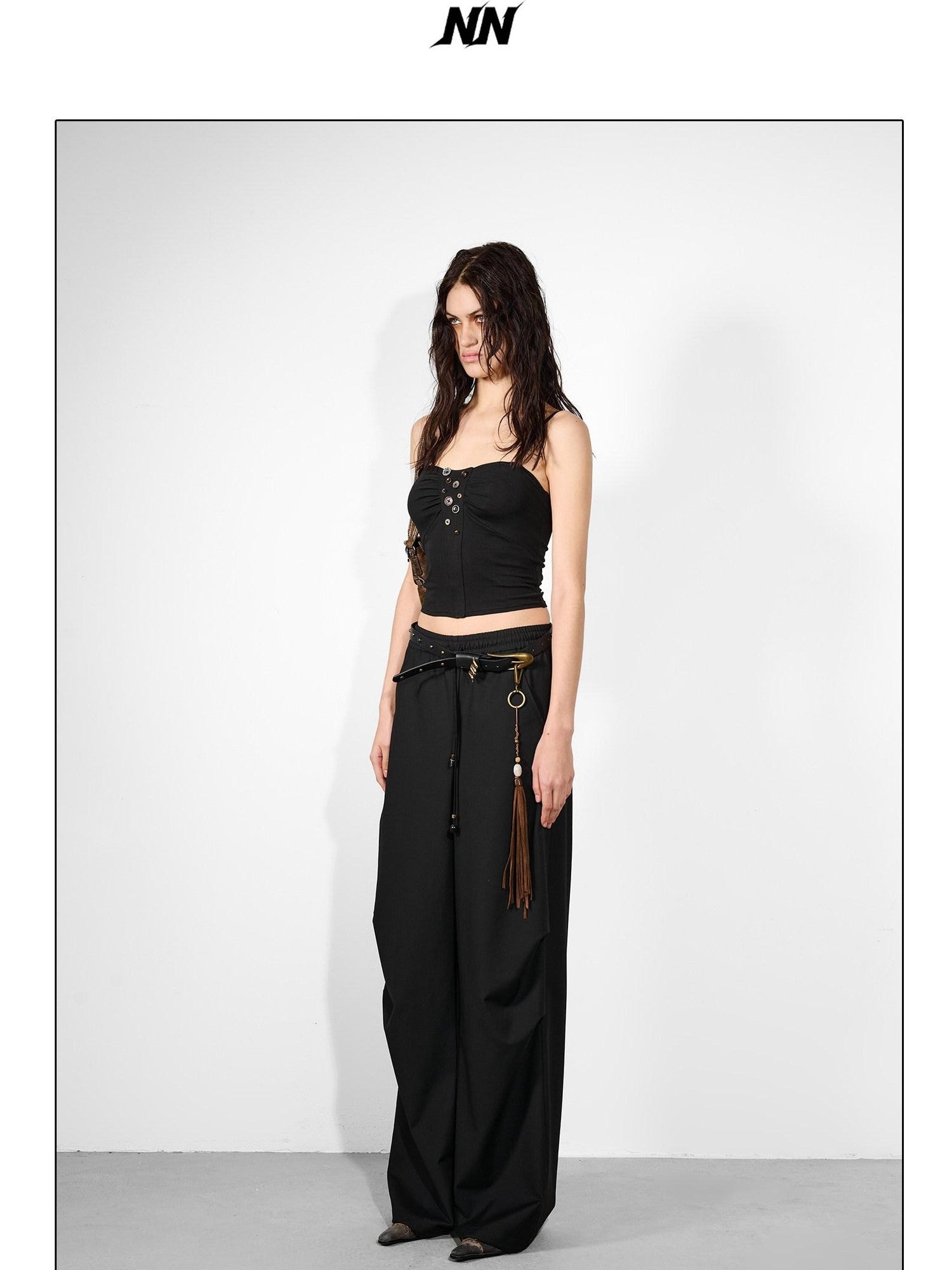 NORTH NODE Double Pleat Elastic Waist Drawstring Women&