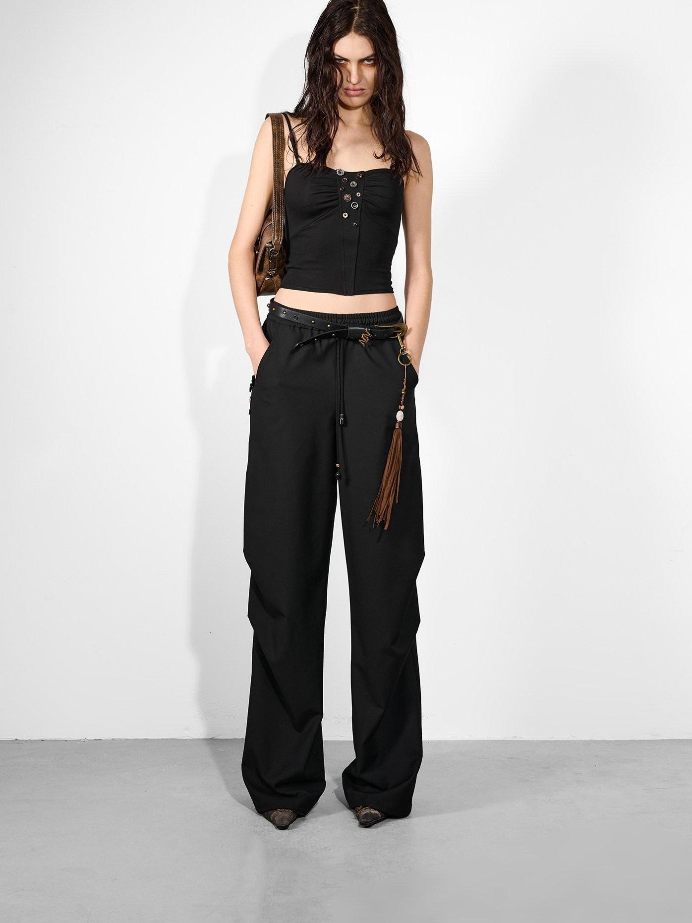 NORTH NODE Double Pleat Elastic Waist Drawstring Women&