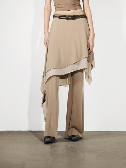 NORTH NODE Draped Asymmetric Faux Two Piece Ruffle Women&