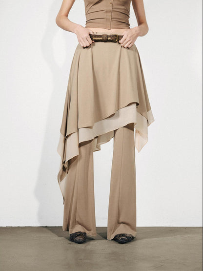 NORTH NODE Draped Asymmetric Faux Two Piece Ruffle Women&