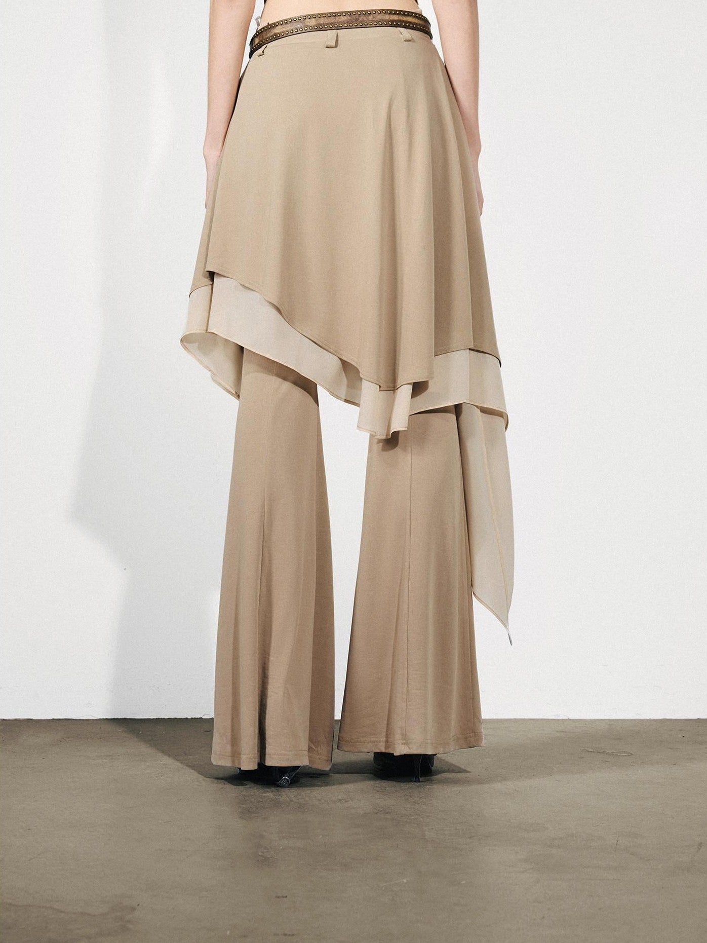 NORTH NODE Draped Asymmetric Faux Two Piece Ruffle Women&