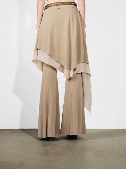 NORTH NODE Draped Asymmetric Faux Two Piece Ruffle Women&