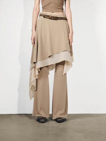 NORTH NODE Draped Asymmetric Faux Two Piece Ruffle Women&