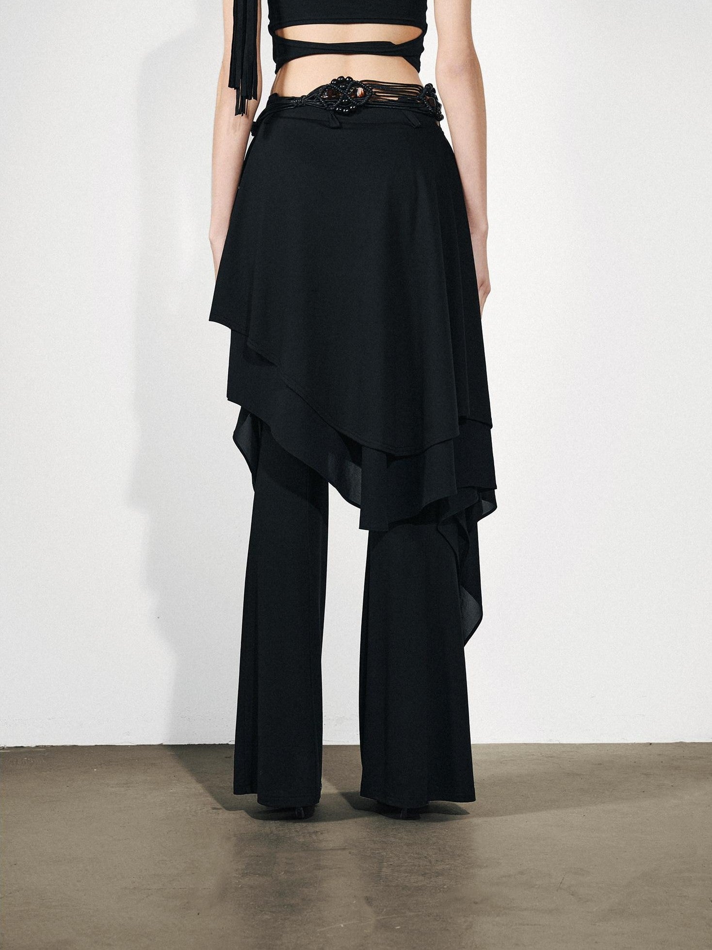 NORTH NODE Draped Asymmetric Faux Two Piece Ruffle Women&