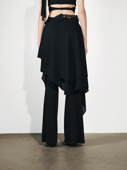 NORTH NODE Draped Asymmetric Faux Two Piece Ruffle Women&