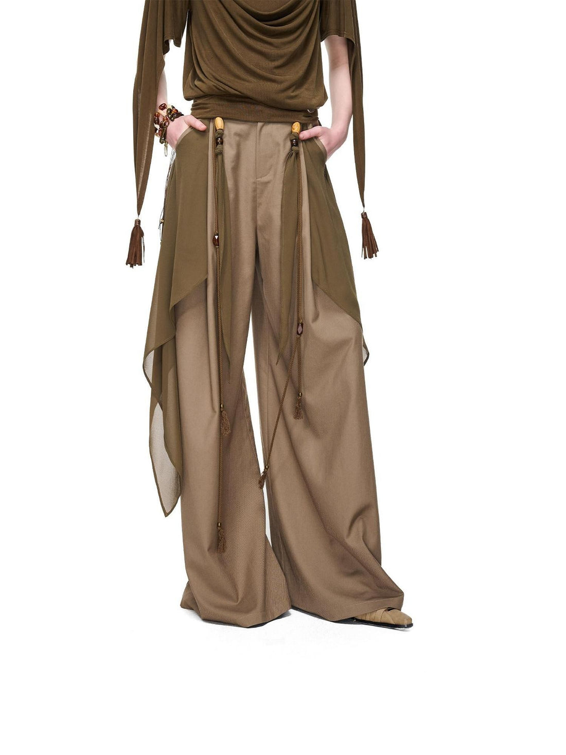 NORTH NODE Draped Beaded Chiffon Spliced Slimming Women&