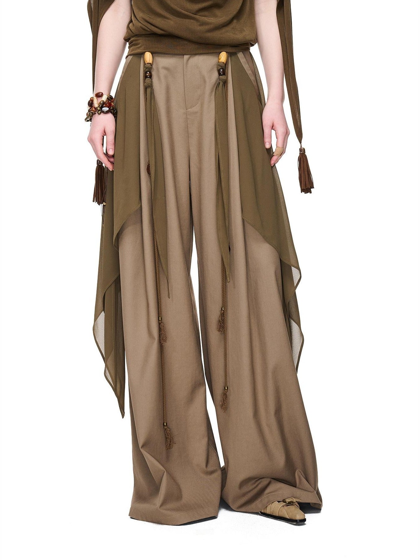 NORTH NODE Draped Beaded Chiffon Spliced Slimming Women&