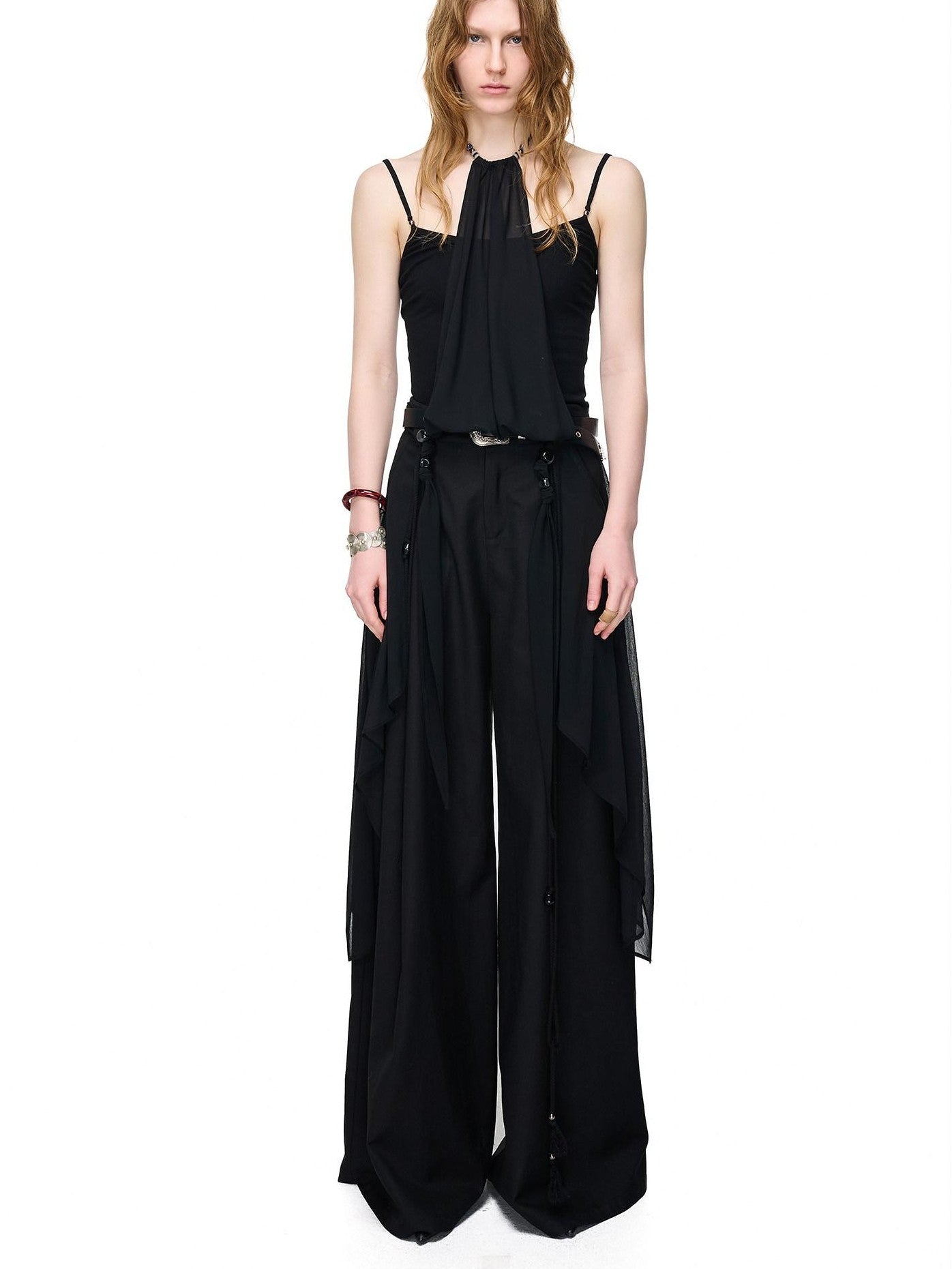 NORTH NODE Draped Beaded Chiffon Spliced Slimming Women&