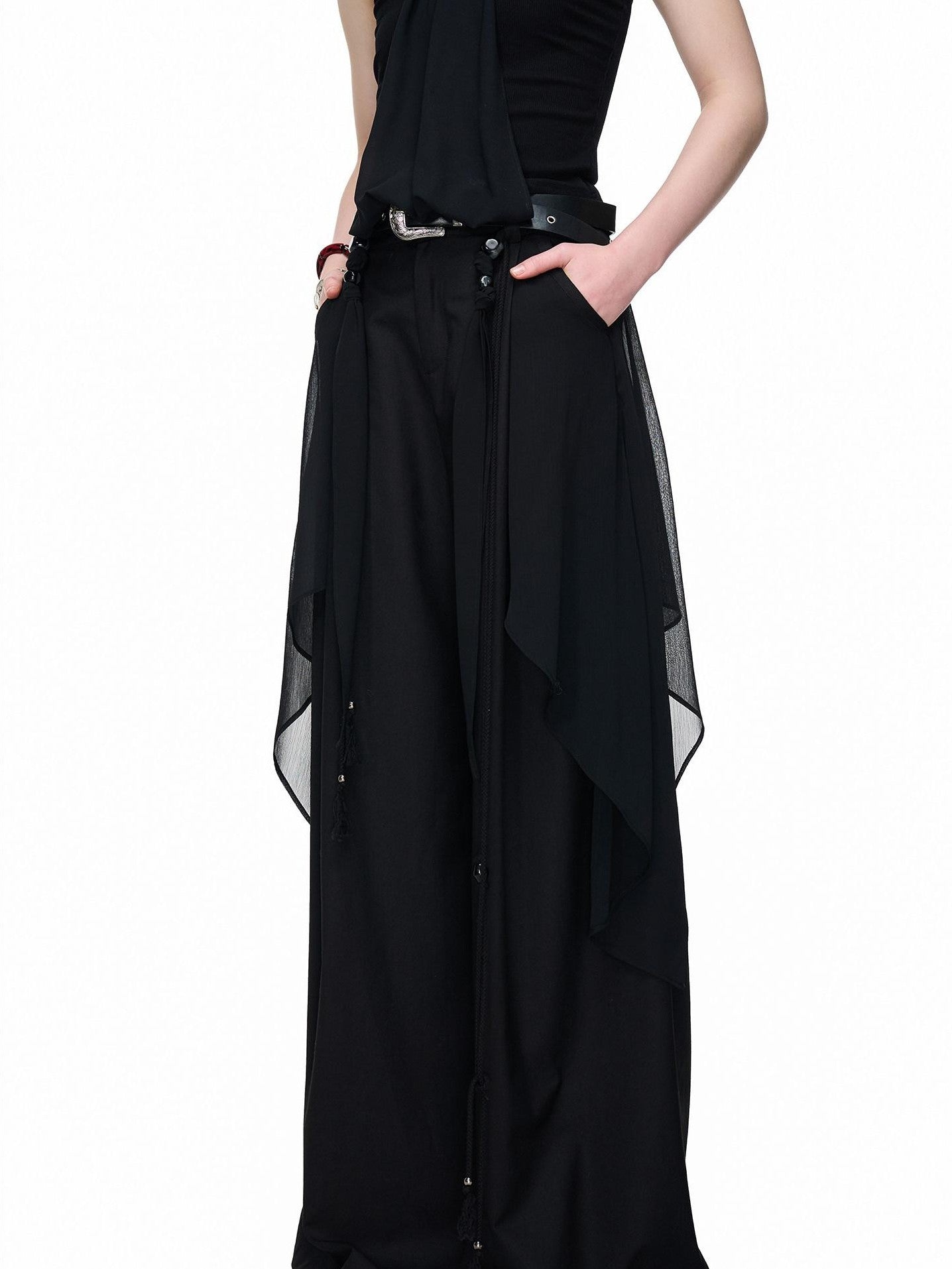 NORTH NODE Draped Beaded Chiffon Spliced Slimming Women&