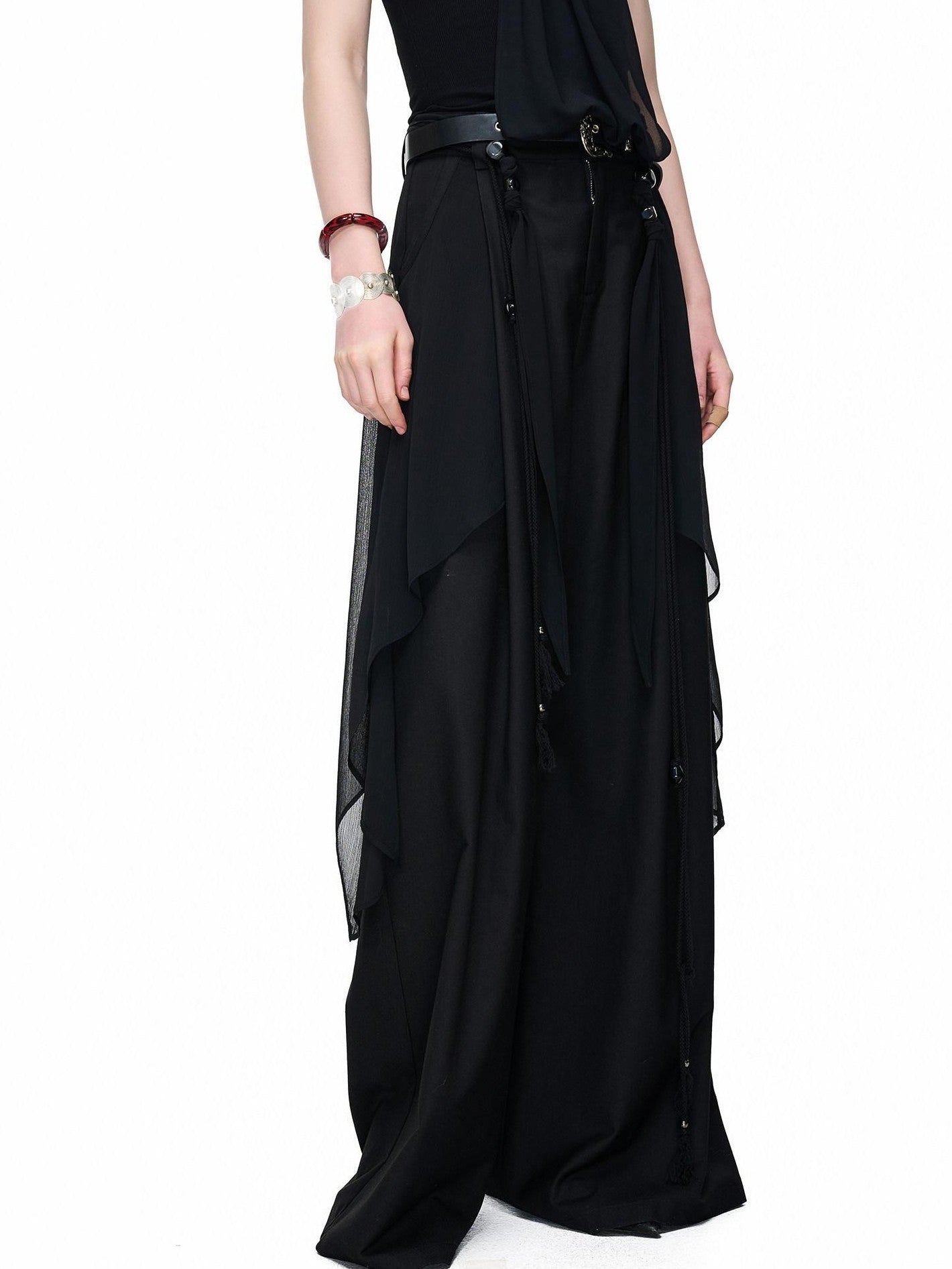 NORTH NODE Draped Beaded Chiffon Spliced Slimming Women&