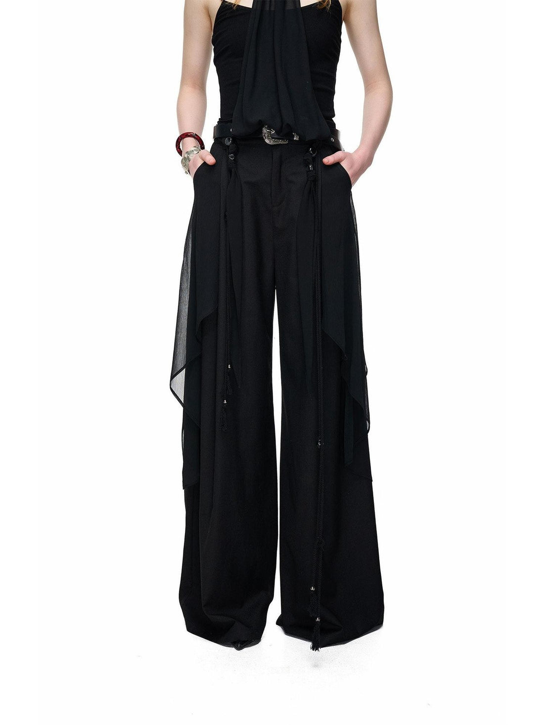 NORTH NODE Draped Beaded Chiffon Spliced Slimming Women&