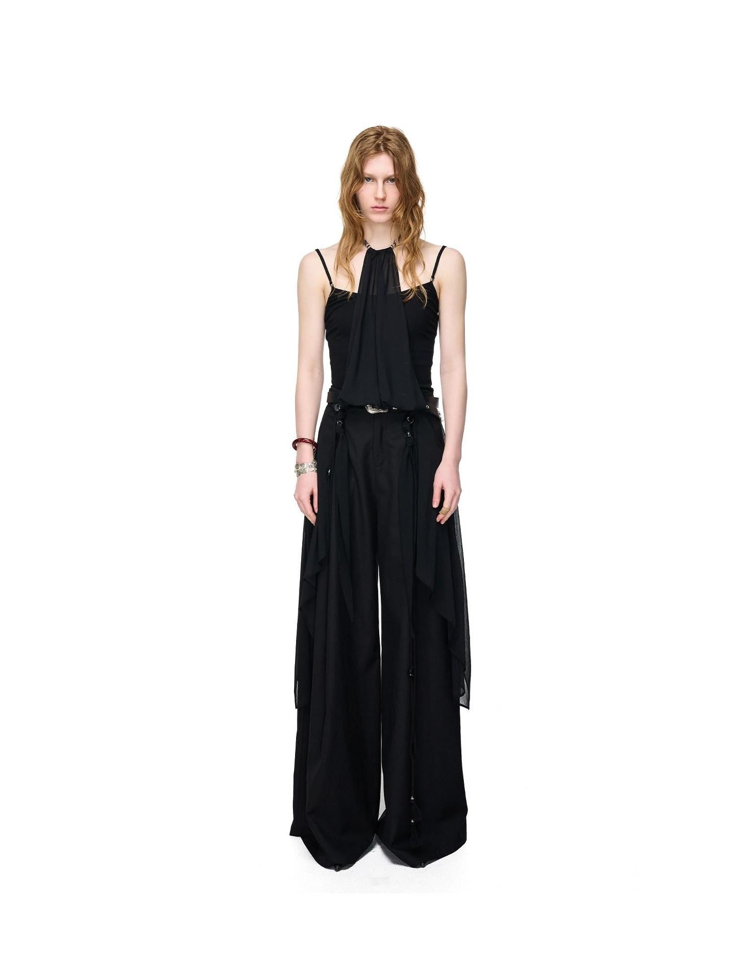 NORTH NODE Draped Beaded Chiffon Spliced Slimming Women&